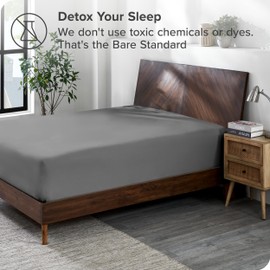 Bare Home 100% Organic Cotton Jersey Fitted Sheet - Queen Size - Ultra Soft - Deep Pocket Fitted Sheet - 100% Cotton - Ring Spun Yarns (Queen, Grey)