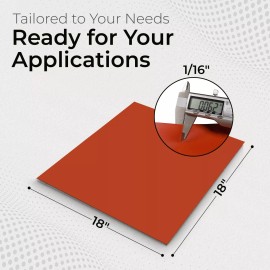 Exactly Rubber Red Silicone Sheet 1/16 x 18 x 18 Inch Rubber Mat Made in USA Gasket Material