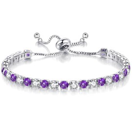 BAOKELAN Tennis Bracelet for Women Birthstone Bracelet with Cubic Zirconia Slider Bracelets Birthstone Jewelry June Birthstone
