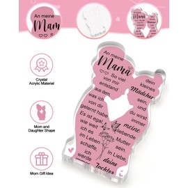Blumuze Gifts for Mum, Acrylic Decorative Sign Mum Gift, Mother Daughter Gift, Birthday Gift for Mum, Mother's Day Gift Christmas for Mum, Mother Gift for Mother's Day Birthday
