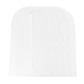 5pcs Garment Bag Full Zipper Coat Bag, Travel Suit Bag Clear Cover Dress Storage Dust Cover Bag for Hanging Clothes, Foldable Waterproof Carrier Bags for Closet Storage and Travel