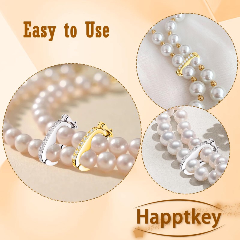 4PCS Necklace Shortener Clasp Pearl Enhancer Connector Clasps Cubic Zirconia