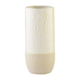 Mud Pie Textured Mom Vase, Love, White