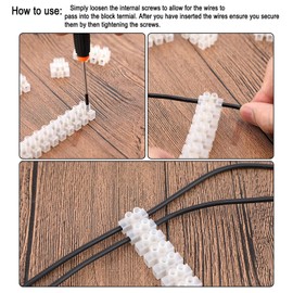 Clear Electrical Terminal Blocks 3A 15A Dual Row 12 Position Wire Connector Screw Terminal Block, Flathead, Easy Attachment Holes, Multiple Outlet Connect Design, Cuttable (1 Pack 4 Block Terminals)