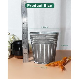 vensovo 6 Inch Silver Metal Rustic Flower Pots - 6Pcs Medium Galvanized Planters with Drainage Hole and Rubber Plug, Rustproof Metal Bucket Plant Pots Farmhouse Vintage Style for Decor
