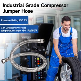 48 Inch×3/4 Inch Compressor Jumper Hose, Air Hose for Compressed Air Piping System With 2pcs 3/4" NPT Male parts (450 PSI &750°F)