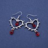 Cybche Thorn Heart Dangle Earrings Silver Hollow Heart Earrings Gothic