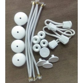 StayPut 6 White Bungee Shock Cord Clip & Pull Cord & Knob "Stayput" Tie Down Boat Cover