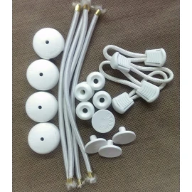 StayPut 6 White Bungee Shock Cord Clip & Pull Cord & Knob "Stayput" Tie Down Boat Cover