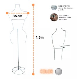 Decora Exhibidor Alambre Silueta Con Base Mujer Plateado