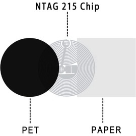 NFC Tags Stickers NFC Stickers Black NTAG 215 NFC Sticker with 504 Bytes Compatible with Amiibo by TimesKey Black, Round (Pack of 100)