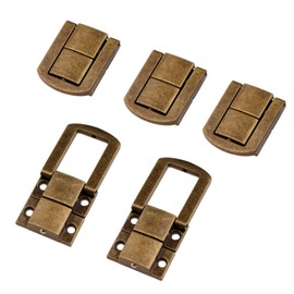 bowarepro 5Pcs Toggle Catch Lock 1.18"x 0.95" Antique Brass Retro Style Iron Hasp Wood Chest Lock Latch Clasp with Screws for Jewellery Box Suitcase Chest Decoration