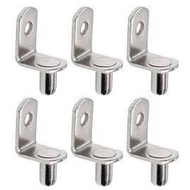 50 Pack Shelf Support Pegs 6mm L-Shaped Clips for Kitchen & Bookcase Shelf Cabinet Closet Shelf Bracket Pegs with Hole, Polished Nickel