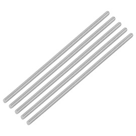 sourcing map 5Pcs Fully Threaded Rod, M6 x 200mm 304 Stainless Steel Right Hand Thread Bar Studs M6-1 Thread Pitch for Furniture Machinery Assembly
