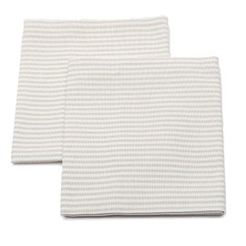 LinenMe Jazz 53% Linen 47% Cotton Tea Towels for Kitchen, 18"x28" Pack of 2 Dish Towel set, Absorbent & Quick Drying Cloth with Hanging Loop, Beige Striped
