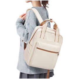 WEPLAN School Backpack for Teenage Girls College Rucksack Casual Daypacks Backpack Women School Bag for Girls Secondary Waterproof Laptop Backpack 14 inch Sac a Dos Femme Scolaire Bookbag,Beige Brown