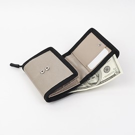 Ocean Pacific Men's Bifold Wallet with D-ring Zipper, Colorful, beige, One size