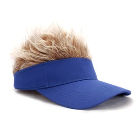 KELSOD Visera de Pelo para Hombre, Visera con Sombrero Falso con Pelo para Hombre, Gorras de béisbol Ajustables, Regalo Divertido (Azul)