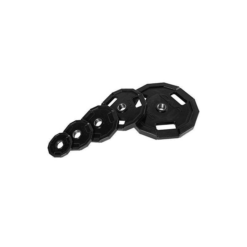 CAP Barbell 12-Sided Rubber Olympic Grip Weight Plates, Black, Single,