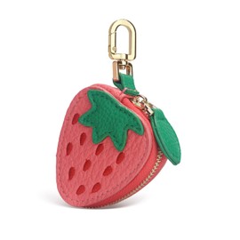 Nefokfdus Strawberry Lemon Fruit Charm Apple Orange Shaped Leather Bag coin purse cute keychain mini pouch for girl women