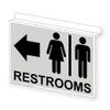 ComplianceSigns.com Restrooms Ceiling Sign, Projection-Mount 14x10 inch Gray Aluminum for