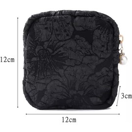 Bolsa De Almacenamiento De Toallas Sanitarias Feme Bolsa de almacenamiento de servilletas sanitarias de toalla tía de gran capacidad (Color : Black, Size : 12x12x3cm)