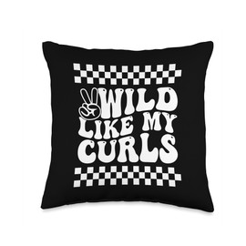 Wild Like My Curls Cute Curly Hair Funny Throw Pillow