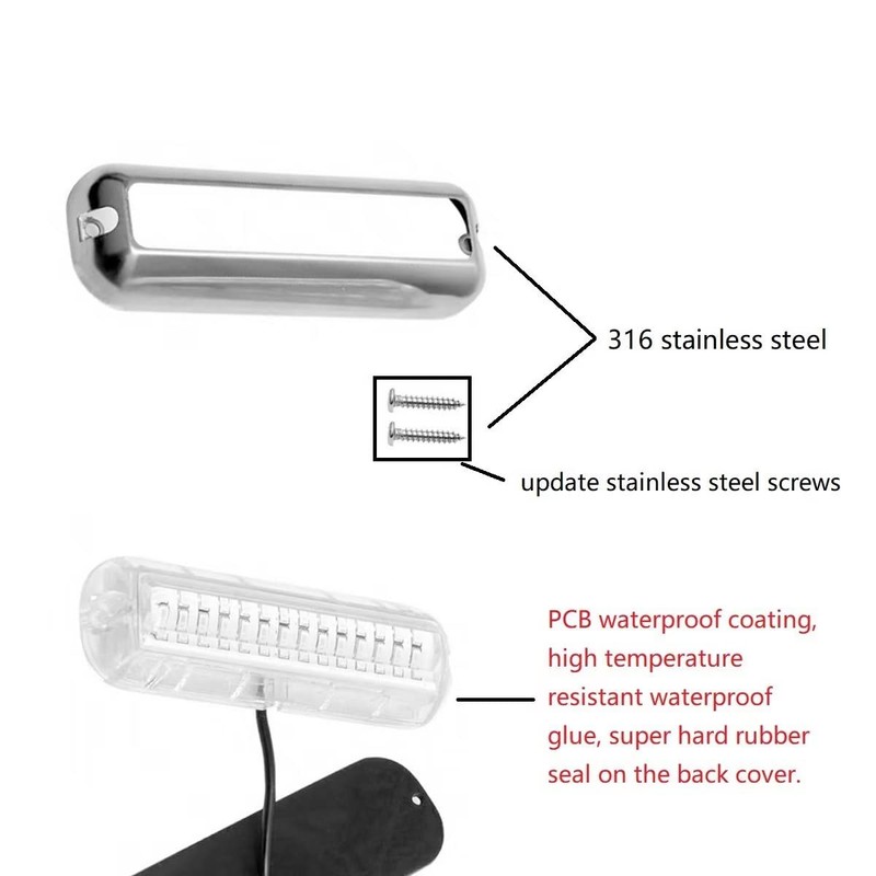 Larlansz 2PCS Waterproof Marine Lights, Stainless Steel 42 LEDs Underwater