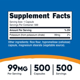 Nutricost Potassium Citrate 99mg, 500 Capsules