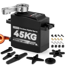 45KG Coreless Servo Motor High Torque Steering: Smraza 8.4V Waterproof Servo Digital Stainless Steel Gear Servo for RC 1/10 1/8 1/12 Scale Car Truck Crawler/Robot/Boat with 25T Servo Horn（180°）