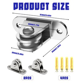 2 Pcs Pulley Block, Pulley wheel for Ropes, Washing Line Pulley Kit, Rope Pulley for Sliding Gate Wire Rope Cable Crane Fitness Loading Material Handling Sun Shade Sails