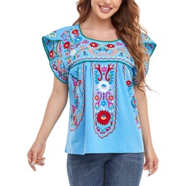 YZXDORWJ - Blusa de verano con bordado bohemio mexicano, bohemio, para mujer, 633bbl, Large