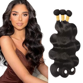 Tessitura Capelli Veri Evaxilc Natural Human Capelli Naturali Veri Donna Capelli Veri Umani Tessitura #1B Natural Body Wave Human Hair Bundles 3 Bundles Total 300g 22 24 26 Pollici
