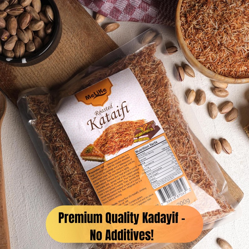 MELIKE Kataifi, Premium Roasted Kataifi, Toasted Kataifi Shredded Fillo Dough,