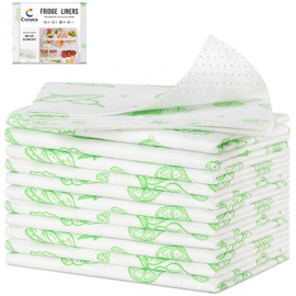 Cooyes Refrigerator Drawe Liners Super Absorbent Fridge Bin Mats Keep Produce Fresh Longer Air Circulating Non-Slip Washable Non-Adhesive (12 Pack 12" x 24" Green Veggie)