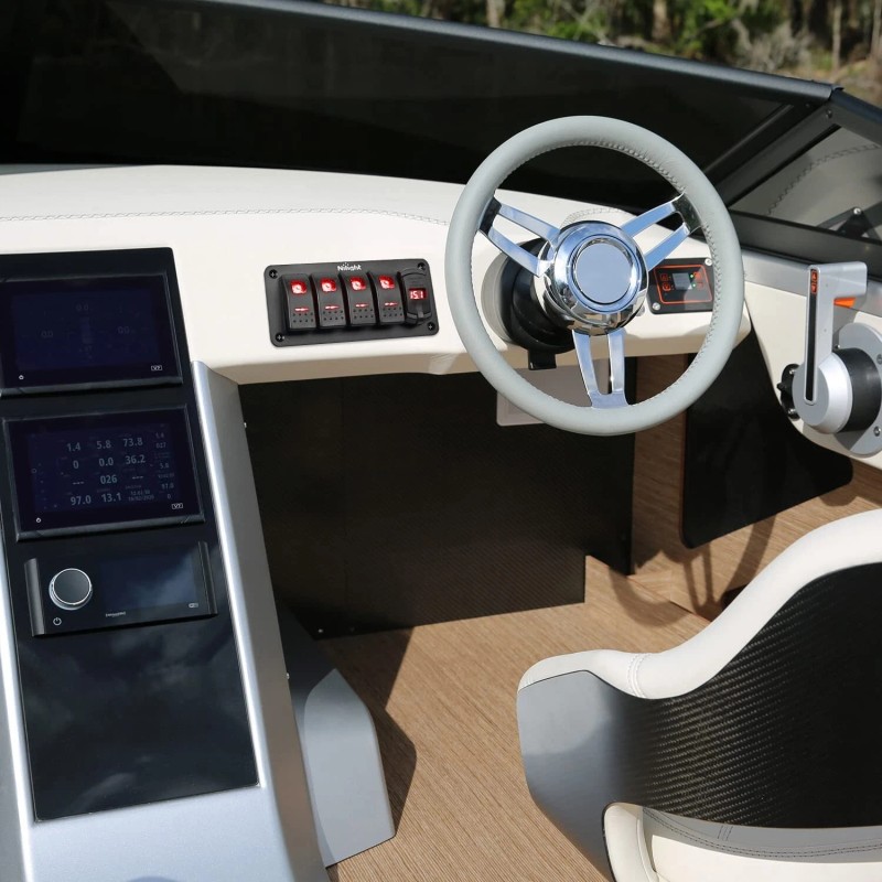 Nilight 4 Gang Rocker Switch Panel Red Backlit with USB