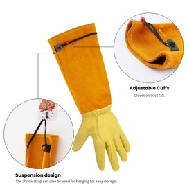 Gardening Gloves Gardening Gifts for Women/ Men - Heavy Duty Gardening Gloves Thorn Proof, Rose Pruning Gloves Gardening Tools Mens Ladies Gardening Gifts Long Gardening Gloves Leather Gauntlet Gloves
