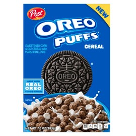 Post Oreo Puff Chocolate Breakfast Cereal, 10 oz Box