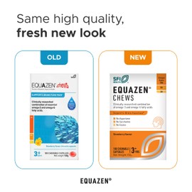 Equazen Childrens Chews, Omega 3 and Omega 6 Supplement, Clinically Researched Blend of DHA, EPA and GLA, Supports Brain Function, Suitable from 3+ to Adult, 180 Strawberry Flavoured Chews