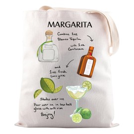 JNIAP Bartender Gift Margarita Cocktail Recipe Tote Bag Margarita Drinking Lover Gift (Margarita Recipe Tote Bag)