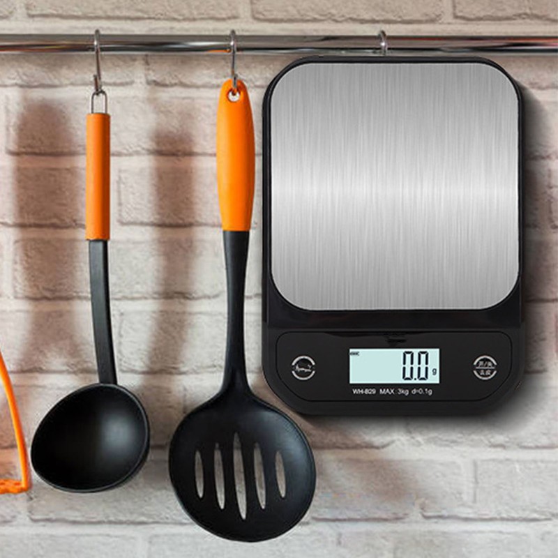 Electric Kitchen Food Scale Stainless Steel ABS Waterproof Clear Display