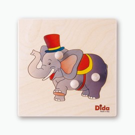 Dida - Steckpuzzle Elefant. Erstes Greifpuzzle Für Kleinkinder Mit Bequemen Holzknöpfen. Ideal Für Die Kinderkrippe Und Den Kindergarten
