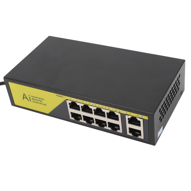 AI POE Switch 8 POE Ports and 2 Uplink 100Mbps