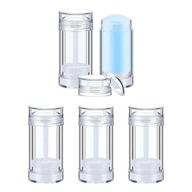Empty Deodorant Containers, 1oz 30ml Empty Refillable Twist Up Filling Stick for Heel Balm Lotion Bar Crayon Chapstick Homemade Lipstick Make Own Deodorant (5, Transparent)
