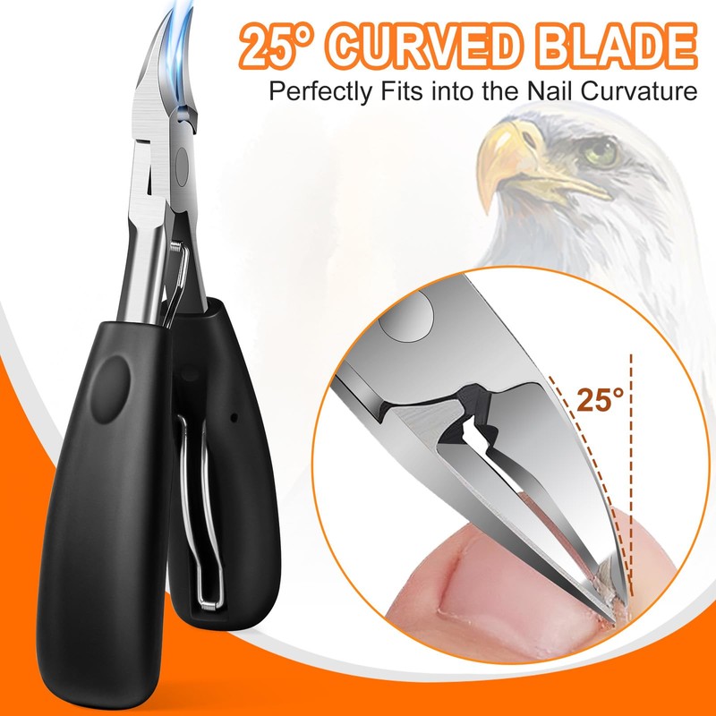 Toenail Clippers for Thick Nails for Seniors, Angled Head Ergonomic