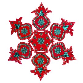 Aditri Creation Designer Floor Rangoli Reusable Round Rangoli Acrylic Rangoli Indian Traditional Home Floor Decor Gift for Home Interior Floor Festival Decorations and Gifting (Size: -10 Inches) (Red)