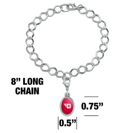 GRAPHICS & MORE University of Dayton Flyers Logo Silver Plated Bracelet with Antiqued Oval Charm