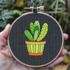 BENECREAT 4Sheets 48Pcs Potted Plants Water Soluble Embroidery, 11.7x8.3inch Cactus