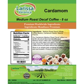 Cardamom Medium Roast Decaf Coffee (Gourmet, Naturally Flavored, Whole Coffee Beans) (8 oz, ZIN: 548584)