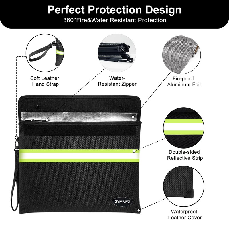Upgraded Insulated Fire Proof Money Bag for Cash,6200℉ Fireproof&Waterproof Document